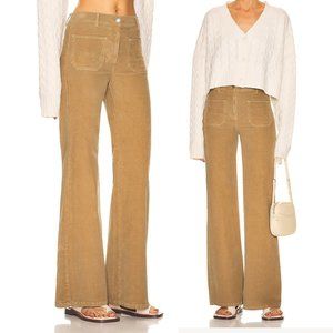 NWT Nili Lotan Florence Corduroy Pants High Waist Flare Sz 00 Khaki